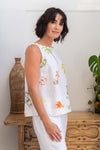 LINEN SCALLOP TANK FLORAL