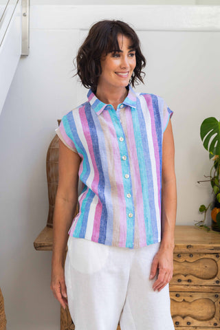 LINEN SHIRT MULTI STRIPE