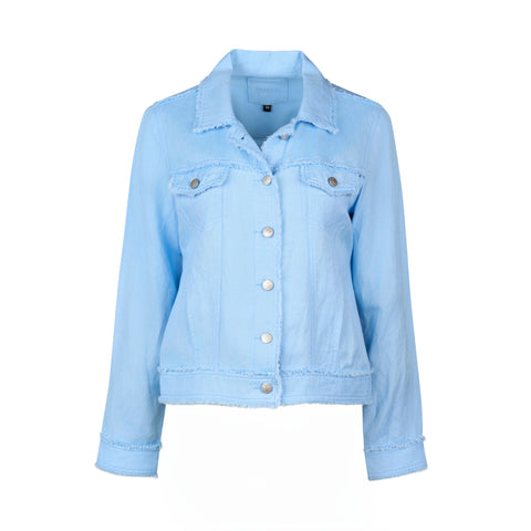 LINEN JACKET WITH FRAYED SEAMS