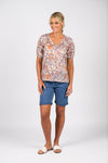 TUSCANY PRINTED V NECK TOP