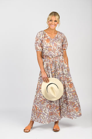 TUSCANY PRINTED V NECK TOP