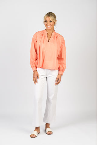COLLARED COTTON TOP APRICOT
