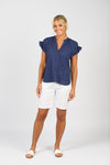 DROP SHOULDER TOP WITH SHIRRING DETAIL