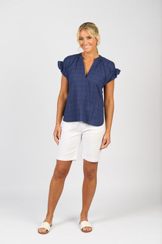 DROP SHOULDER TOP WITH SHIRRING DETAIL