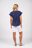 DROP SHOULDER TOP WITH SHIRRING DETAIL