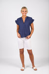 DROP SHOULDER TOP WITH SHIRRING DETAIL