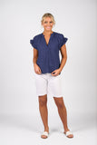 DROP SHOULDER TOP WITH SHIRRING DETAIL