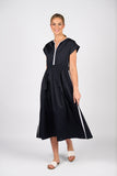 V NECK DRESS WITH CONTRAST TRIM