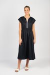V NECK DRESS WITH CONTRAST TRIM