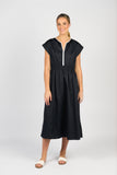 V NECK DRESS WITH CONTRAST TRIM
