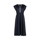 V NECK DRESS WITH CONTRAST TRIM