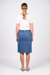 FLAT FRONT PULL ON DENIM SKIRT